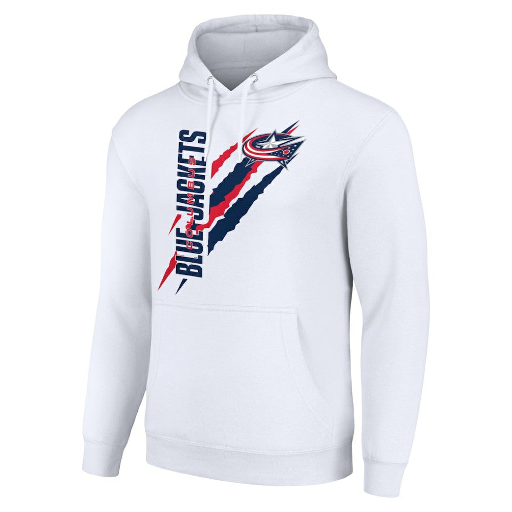 Columbus Blue Jackets Starter Color Scratch Fleece Pullover Hoodie - White Hoodies