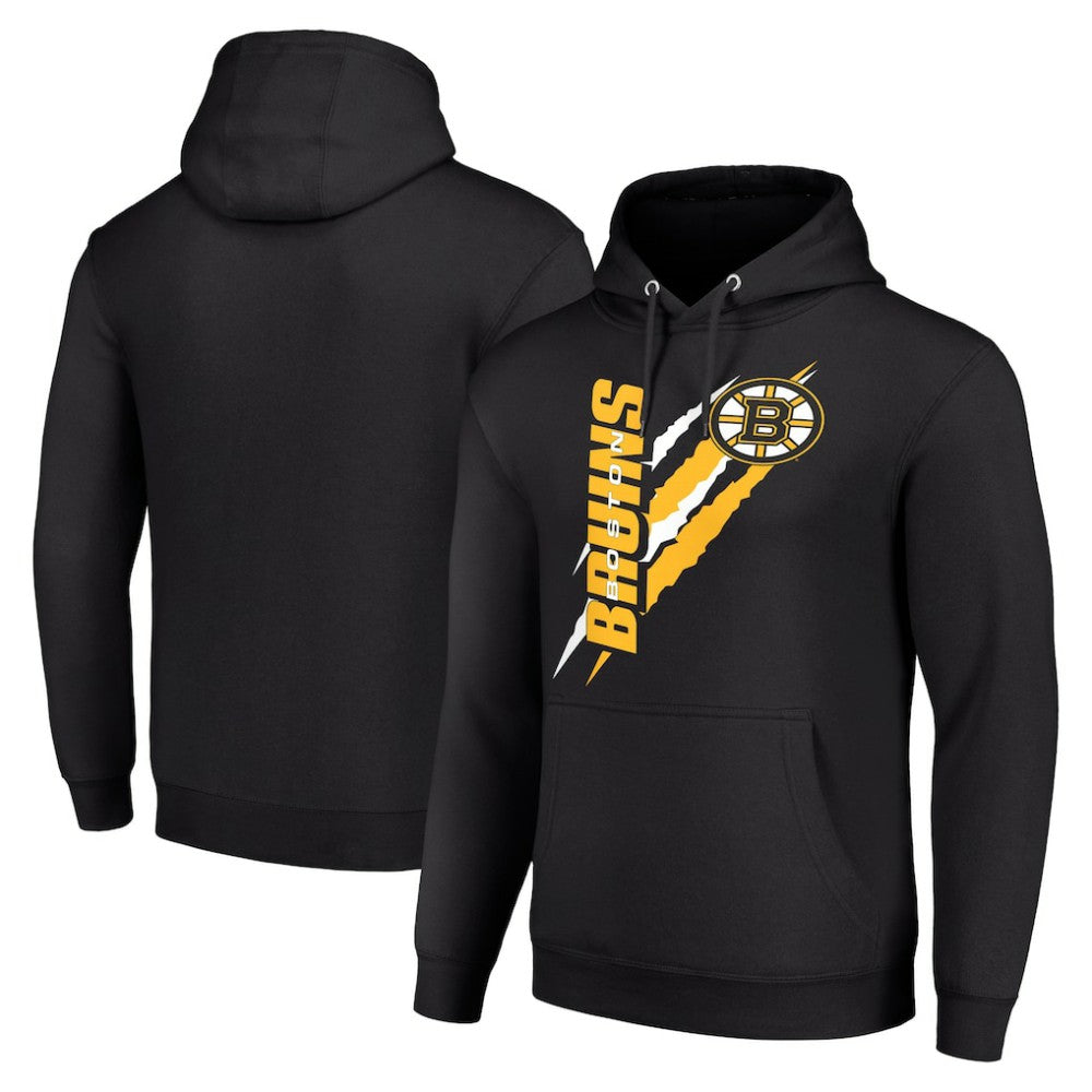 Boston Bruins Starter Color Scratch Fleece Pullover Hoodie - Black Hoodies