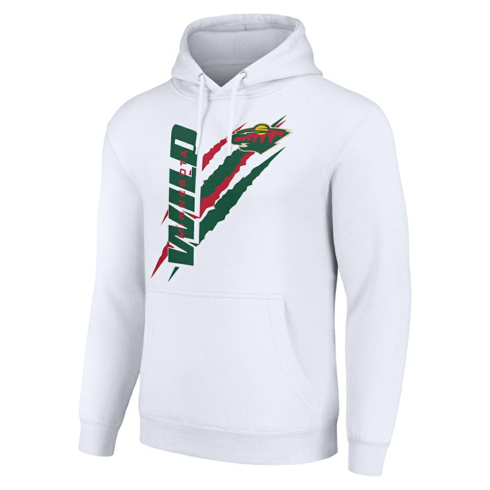 Minnesota Wild Starter Color Scratch Fleece Pullover Hoodie - White Hoodies