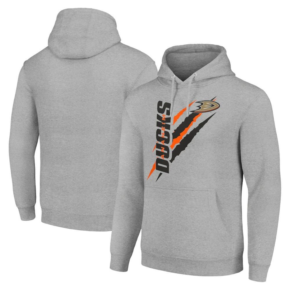 Anaheim Ducks Starter Color Scratch Fleece Pullover Hoodie - Heather Gray Hoodies