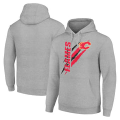 Calgary Flames Starter Color Scratch Fleece Pullover Hoodie - Heather Gray Hoodies