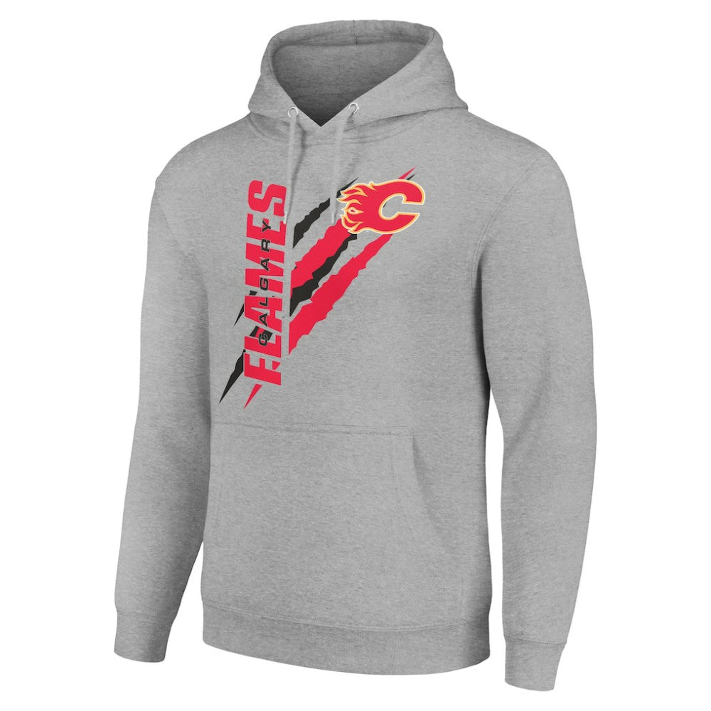 Calgary Flames Starter Color Scratch Fleece Pullover Hoodie - Heather Gray Hoodies