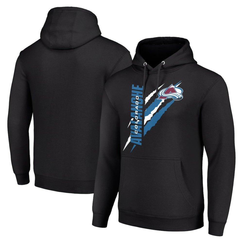 Colorado Avalanche Starter Color Scratch Fleece Pullover Hoodie - Black Hoodies