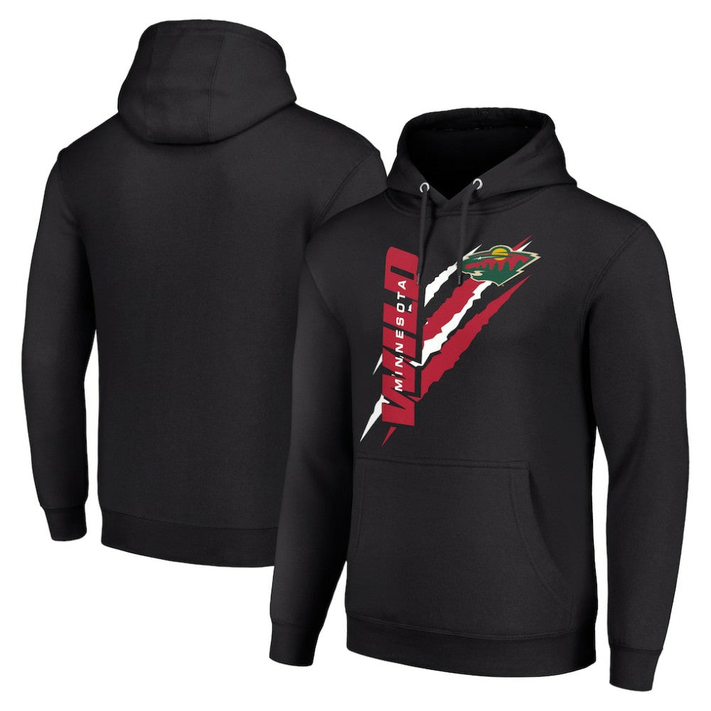 Minnesota Wild Starter Color Scratch Fleece Pullover Hoodie - Black Hoodies