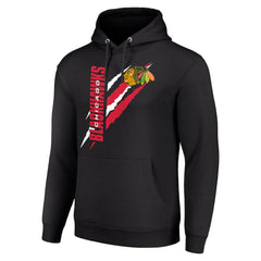 Chicago Blackhawks Starter Color Scratch Fleece Pullover Hoodie - Black Hoodies