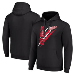 Detroit Red Wings Starter Color Scratch Fleece Pullover Hoodie - Black Hoodies