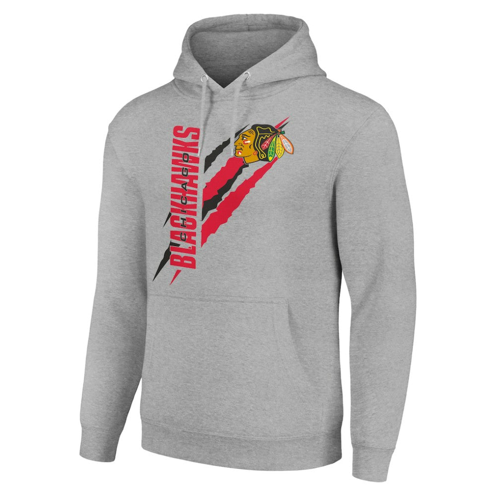 Chicago Blackhawks Starter Color Scratch Fleece Pullover Hoodie - Heather Gray Hoodies