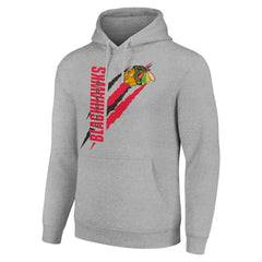 Chicago Blackhawks Starter Color Scratch Fleece Pullover Hoodie - Heather Gray Hoodies