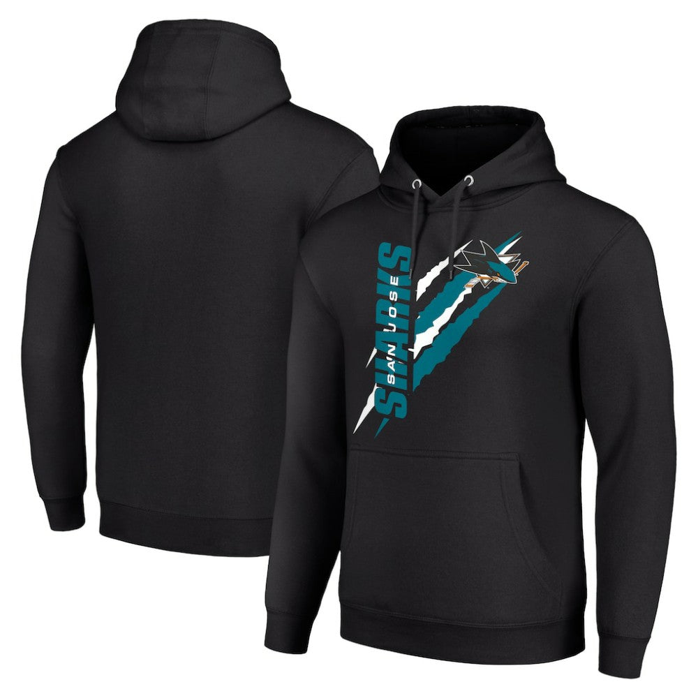 San Jose Sharks Starter Color Scratch Fleece Pullover Hoodie - Black Hoodies