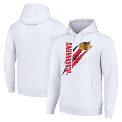 Chicago Blackhawks Starter Color Scratch Fleece Pullover Hoodie - White Hoodies