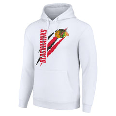 Chicago Blackhawks Starter Color Scratch Fleece Pullover Hoodie - White Hoodies
