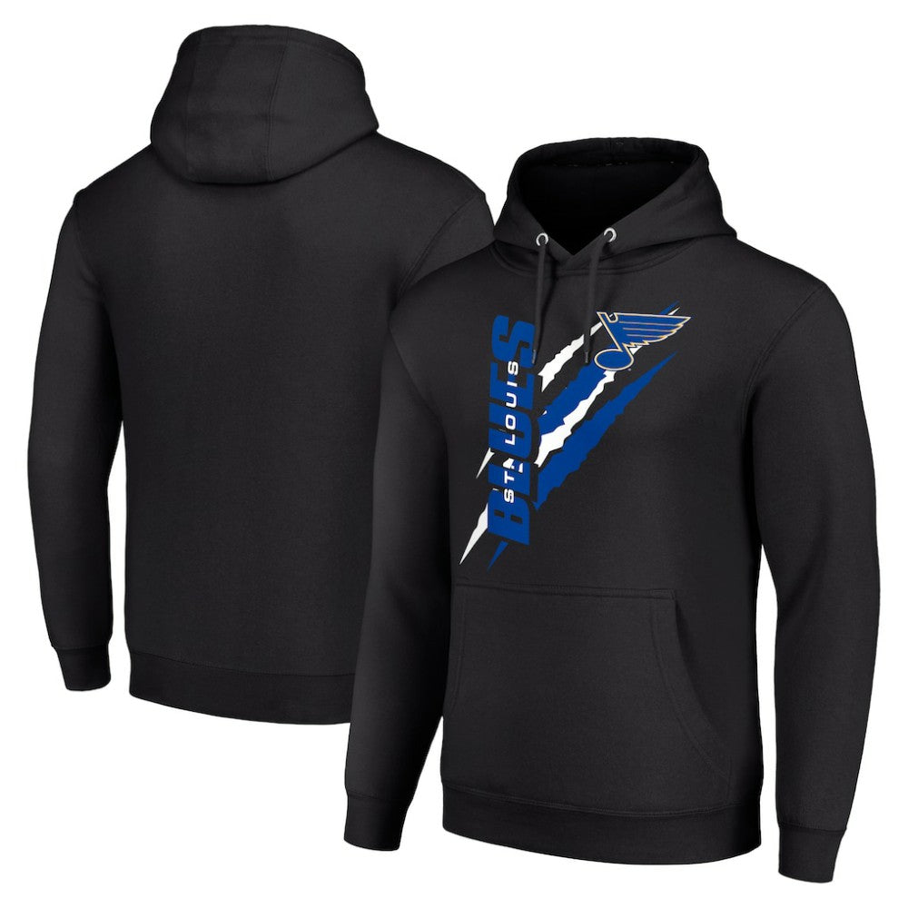 St. Louis Blues Starter Color Scratch Fleece Pullover Hoodie - Black Hoodies
