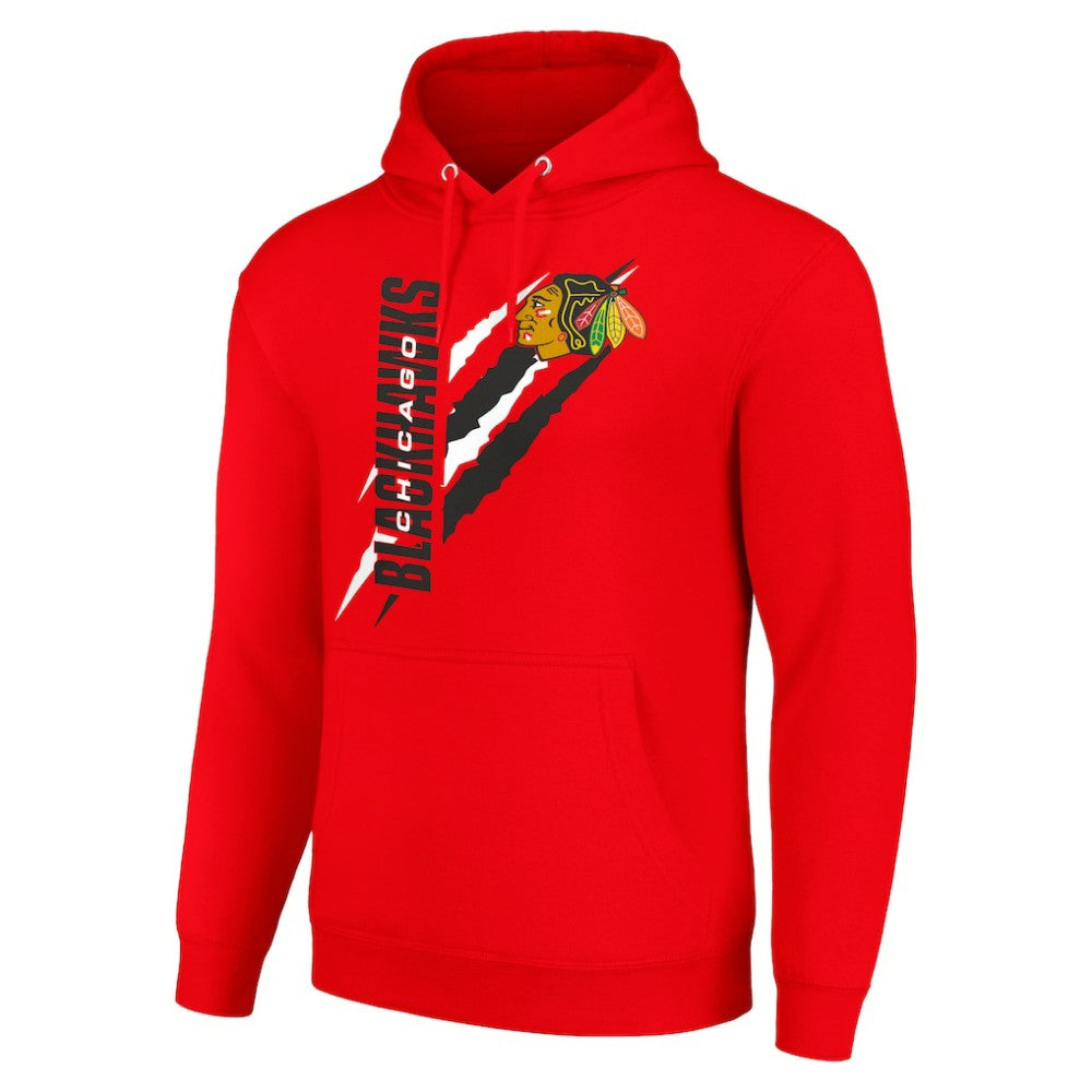 Chicago Blackhawks Starter Color Scratch Fleece Pullover Hoodie - Red Hoodies