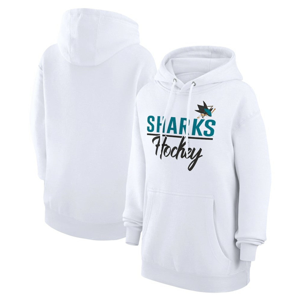 San Jose Sharks G-III 4Her by Carl Banks Women's Team Fleece Pullover Hoodie - White Hoodies