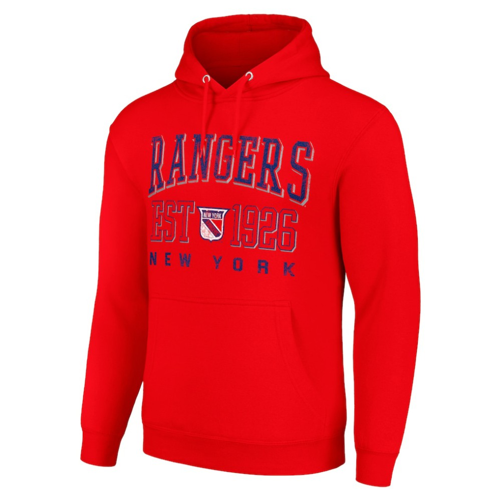 New York Rangers Starter Retro Graphic Pullover Hoodie - Red Hoodies