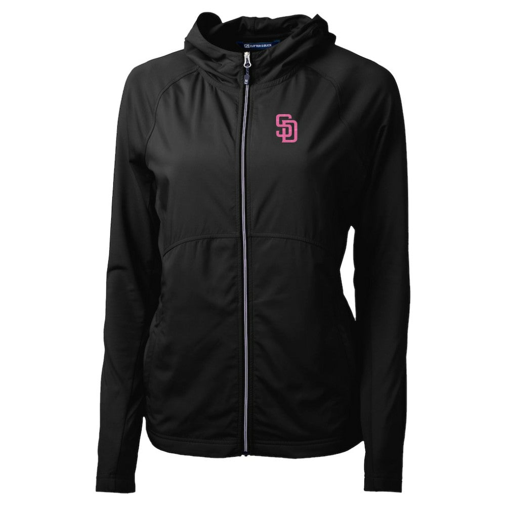San Diego Padres Cutter & Buck Women's City Connect Adapt Eco Knit Hybrid Recycled Full-Zip Hoodie Black