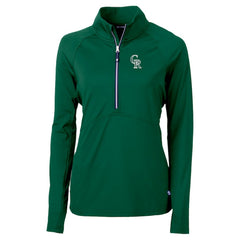 Colorado Rockies Cutter & Buck Women's City Connect Adapt Eco Knit Recycled Half-Zip Pullover Top Hunter Green