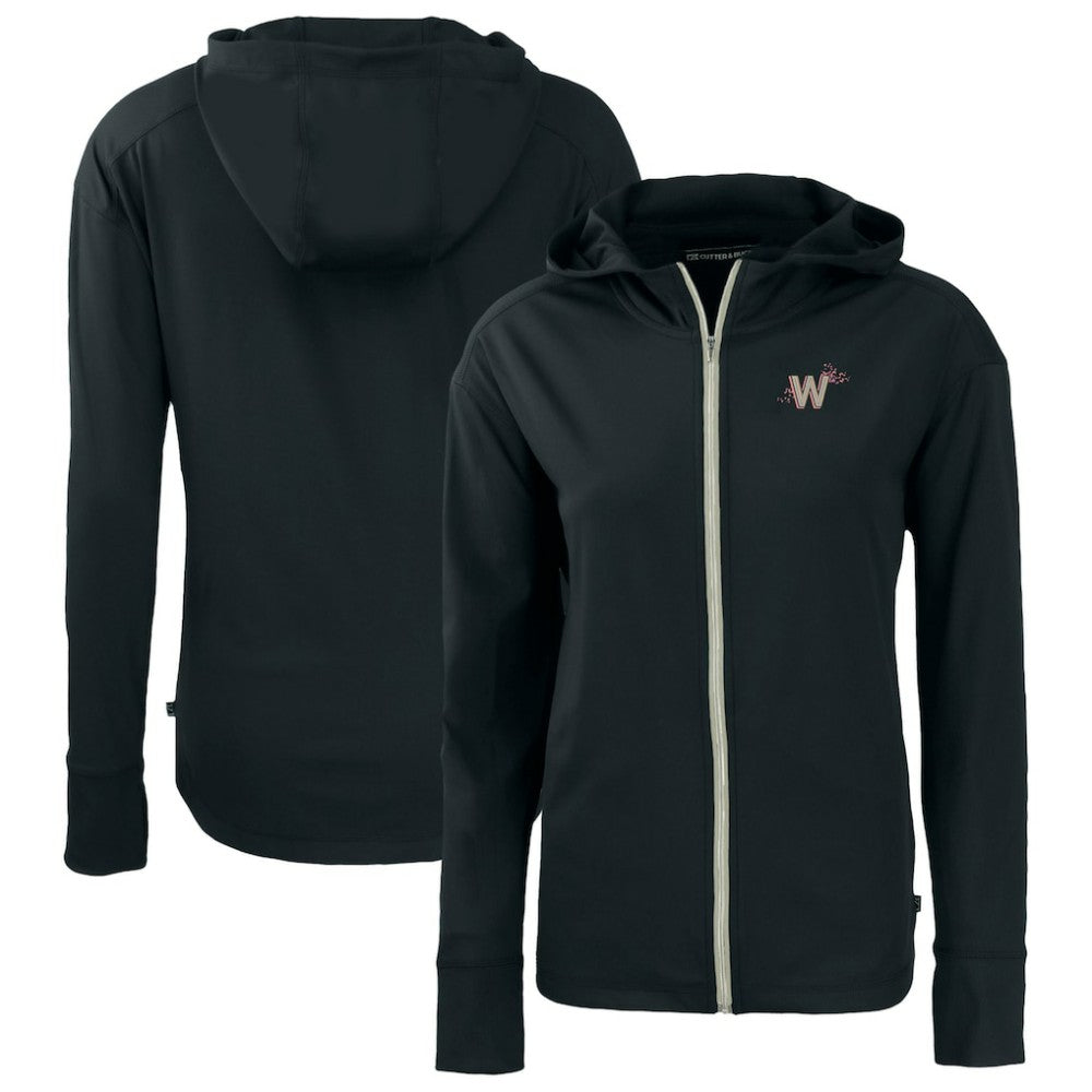 Washington Nationals Cutter & Buck Women's City Connect Daybreak Eco Recycled Full-Zip Hoodie Black