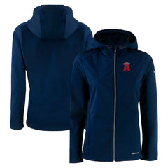 Los Angeles Angels Cutter & Buck Women's City Connect Evoke Eco Softshell Recycled Full-Zip Hoodie Jacket Navy