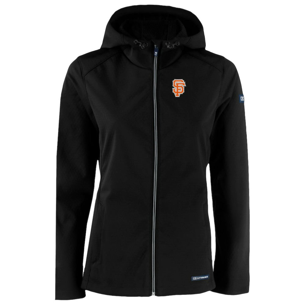 San Francisco Giants Cutter & Buck Women's City Connect Evoke Eco Softshell Recycled Full-Zip Hoodie Jacket Black