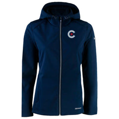 Chicago Cubs Cutter & Buck Women's City Connect Evoke Eco Softshell Recycled Full-Zip Hoodie Jacket Navy