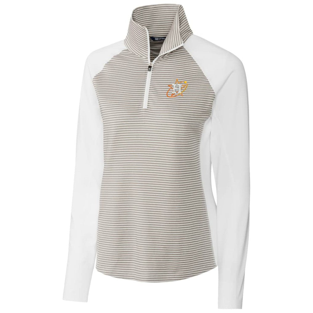 Houston Astros Cutter & Buck Women's City Connect Forge Tonal Stripe Stretch Half-Zip Pullover Top White