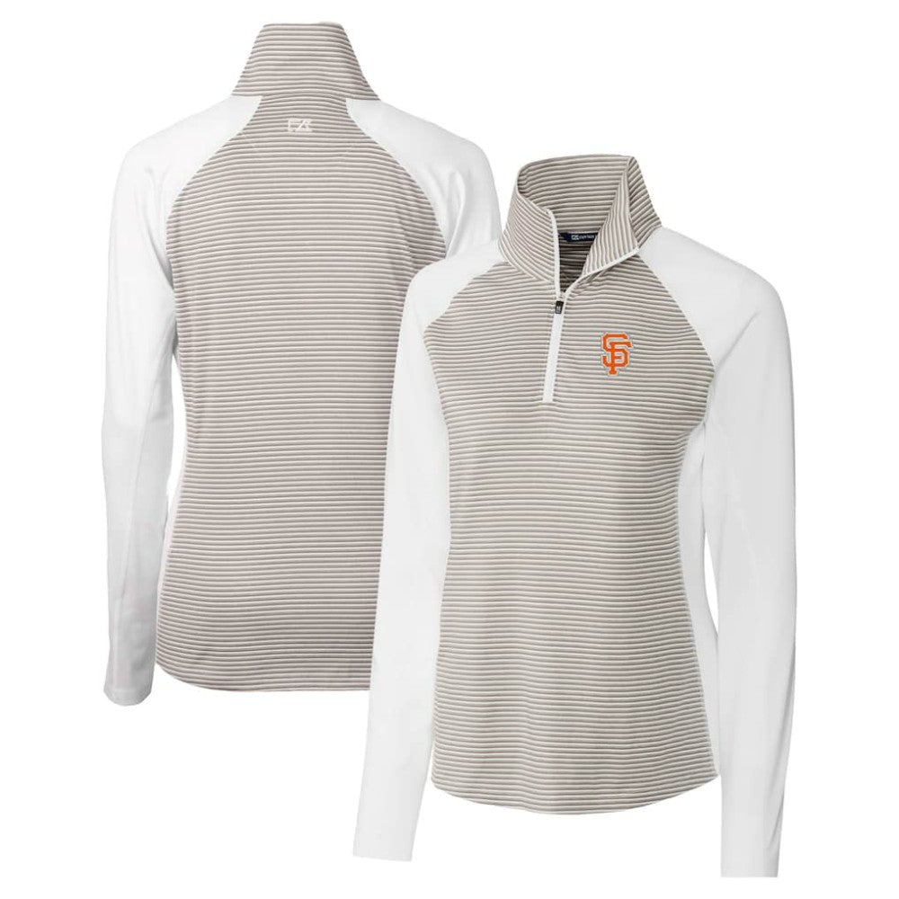 San Francisco Giants Cutter & Buck Women's City Connect Forge Tonal Stripe Stretch Half-Zip Pullover Top White