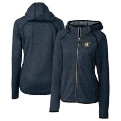 Houston Astros Cutter & Buck Women's City Connect Mainsail Full-Zip Hooded Jacket Heather Navy
