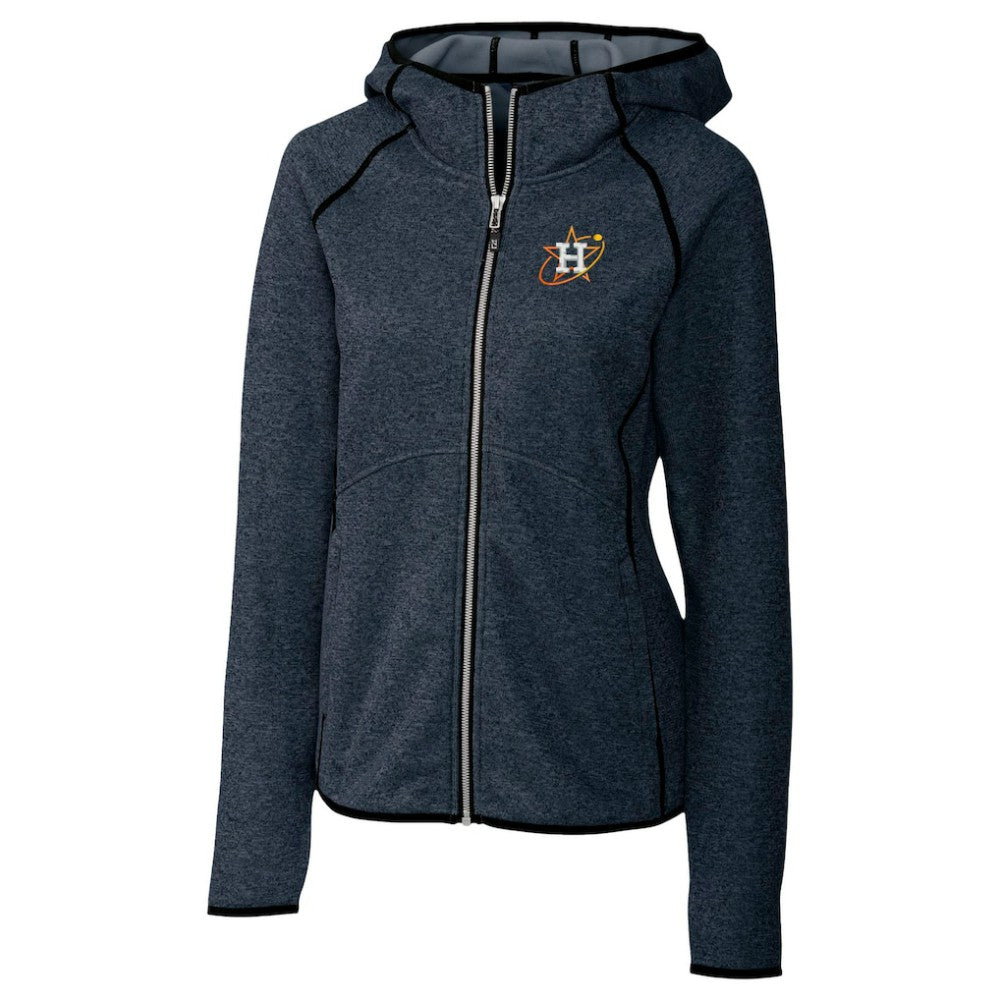 Houston Astros Cutter & Buck Women's City Connect Mainsail Full-Zip Hooded Jacket Heather Navy