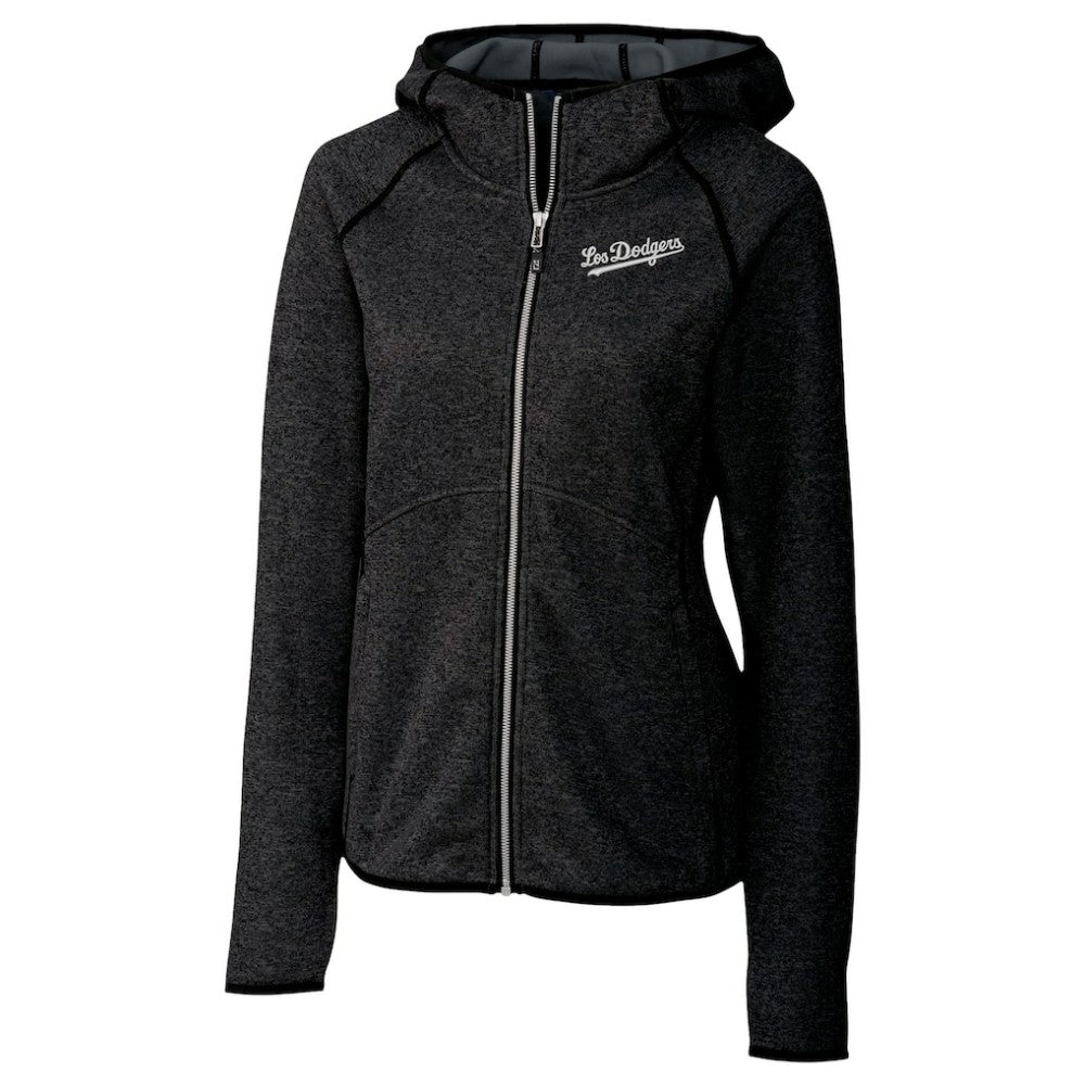 Los Angeles Dodgers Cutter & Buck Women's City Connect Mainsail Full-Zip Hooded Jacket Heather Charcoal