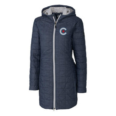 Chicago Cubs Cutter & Buck Women's City Connect Rainier PrimaLoft Eco Insulated Hooded Long Coat Anthracite