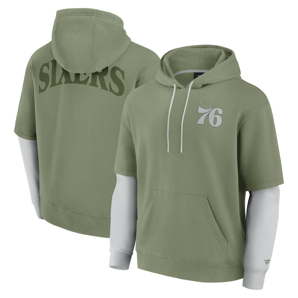Philadelphia 76ers Elements Sleek Pullover Hoodie - Olive outlet