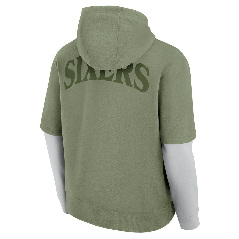 Philadelphia 76ers Elements Sleek Pullover Hoodie - Olive outlet