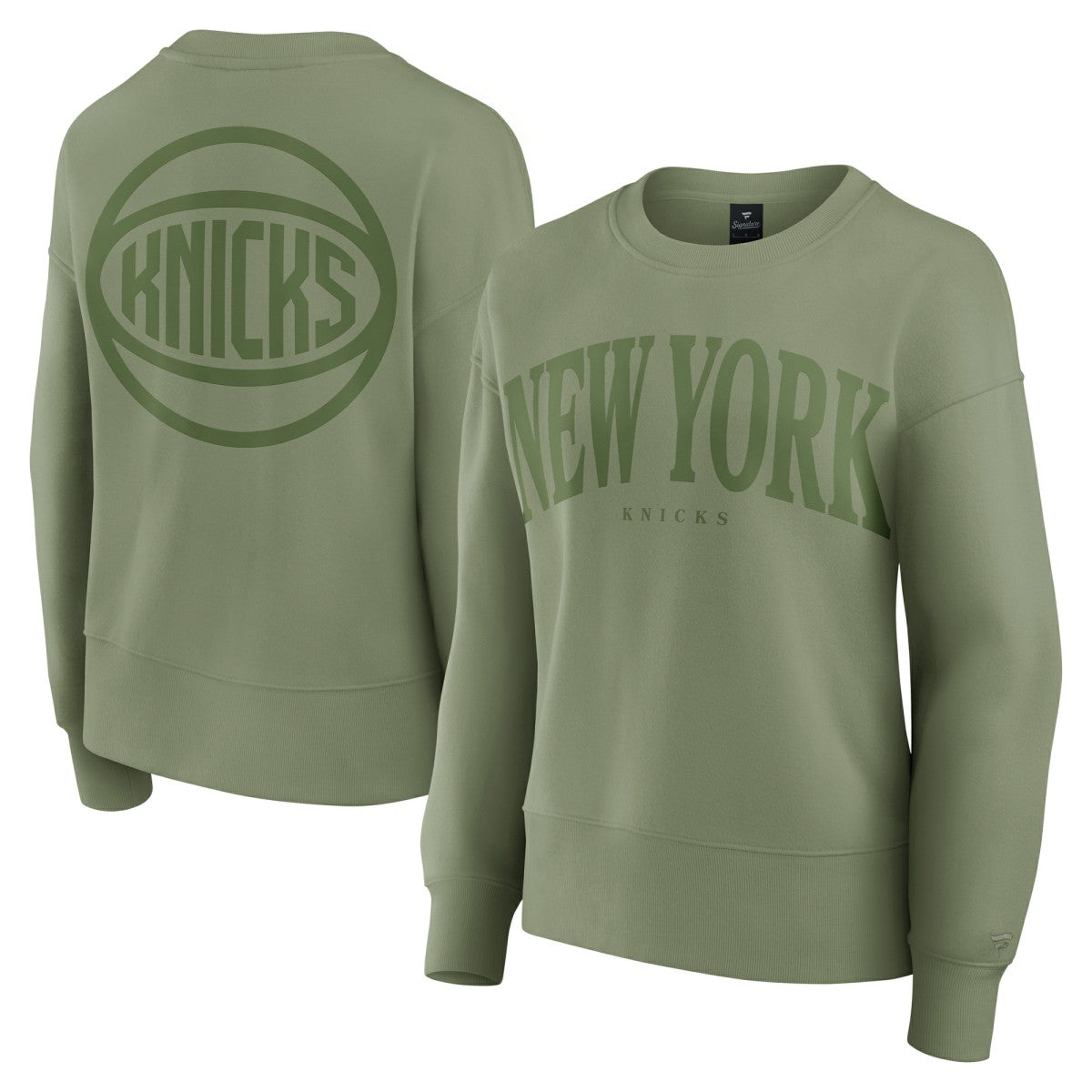 New York Knicks Women's Elements Flow Pullover Sweatshirt - Olive outlet