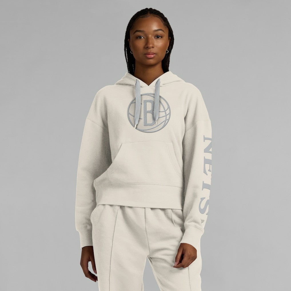 Brooklyn Nets Women's Elements Next Pullover Hoodie - Cream outlet