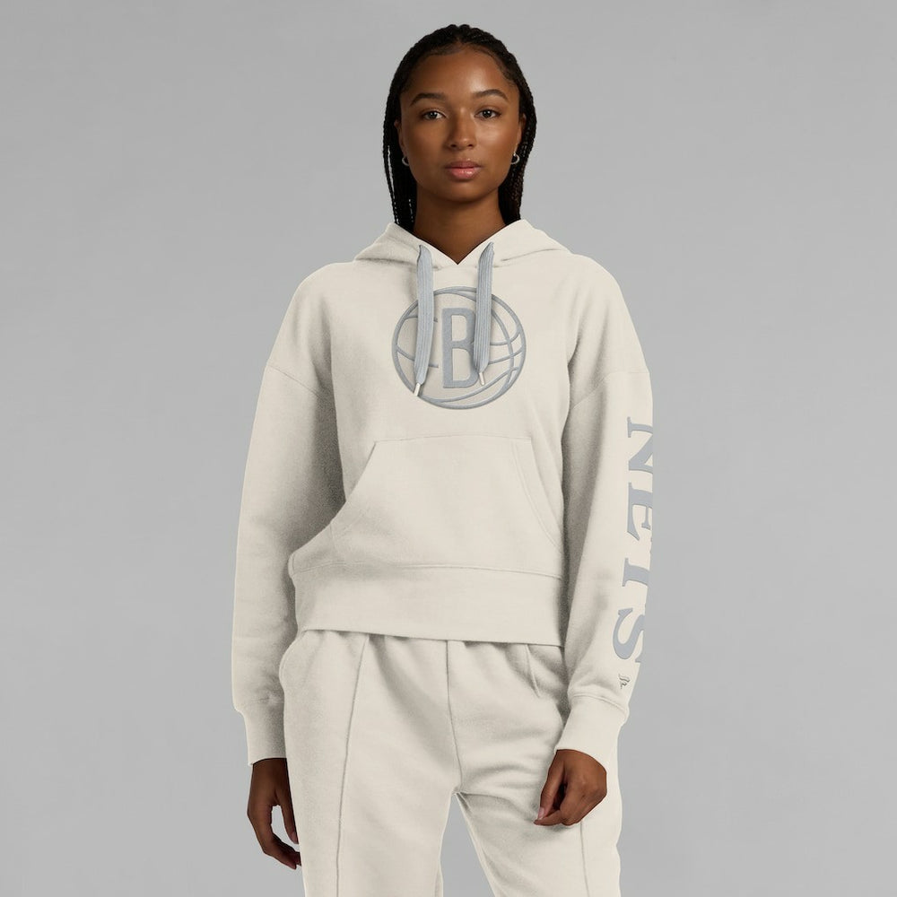 Brooklyn Nets Women's Elements Next Pullover Hoodie - Cream outlet