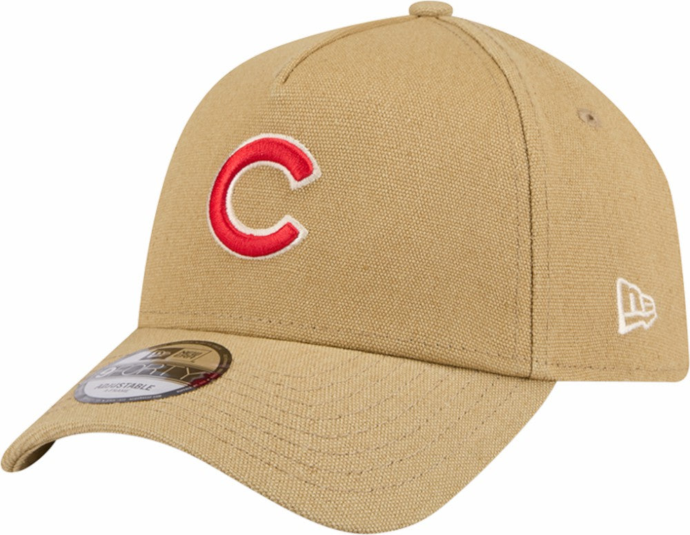 Chicago Cubs Logo Essentials 9FORTY A-Frame Adjustable Hat Khaki
