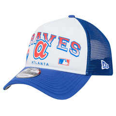 Atlanta Braves Retro Wordmark 9FORTY A-Frame Trucker Adjustable Hat White