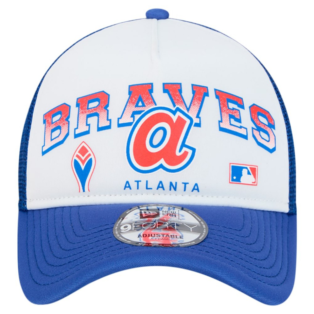 Atlanta Braves Retro Wordmark 9FORTY A-Frame Trucker Adjustable Hat White