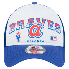 Atlanta Braves Retro Wordmark 9FORTY A-Frame Trucker Adjustable Hat White