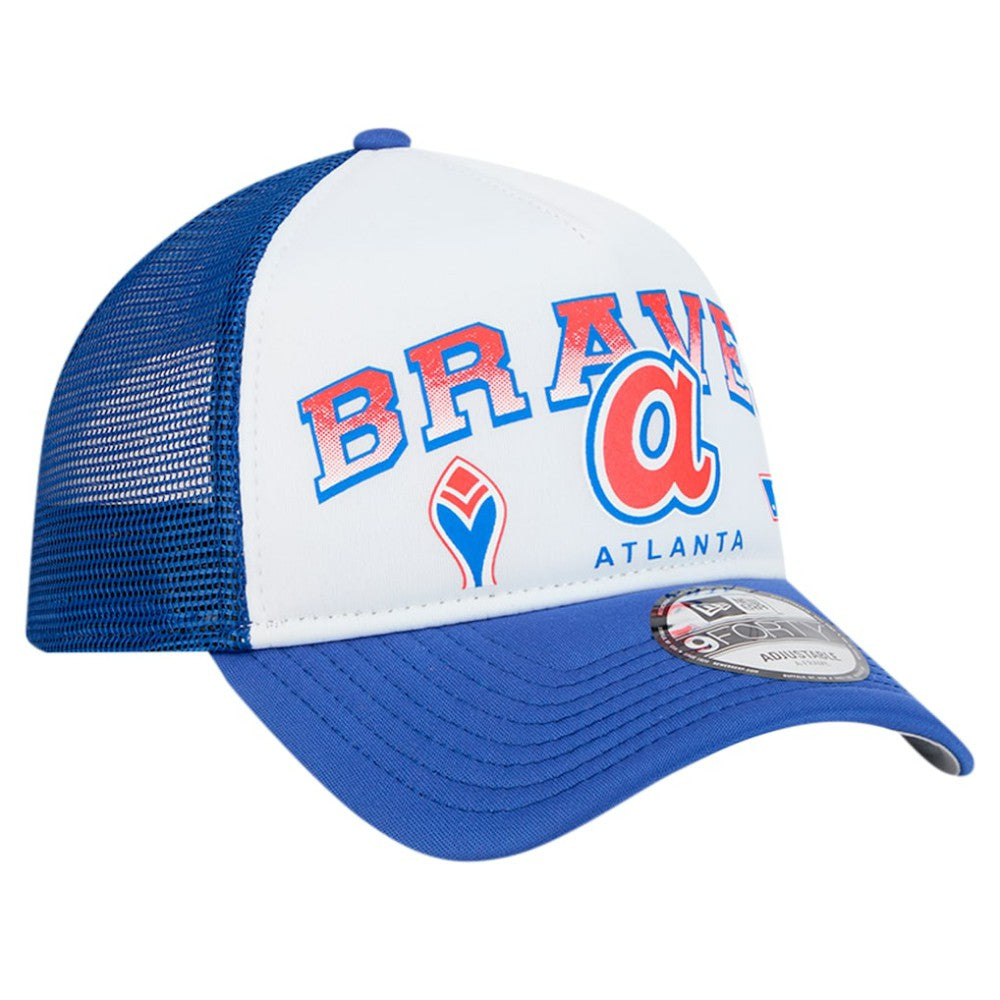 Atlanta Braves Retro Wordmark 9FORTY A-Frame Trucker Adjustable Hat White