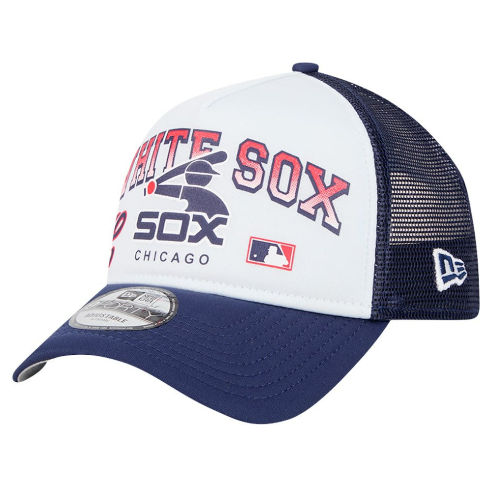 Chicago White Sox Retro Wordmark 9FORTY A-Frame Trucker Adjustable Hat White