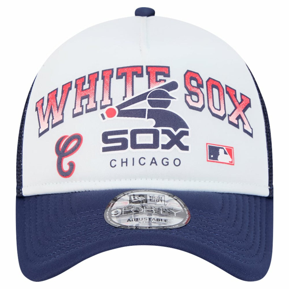 Chicago White Sox Retro Wordmark 9FORTY A-Frame Trucker Adjustable Hat White