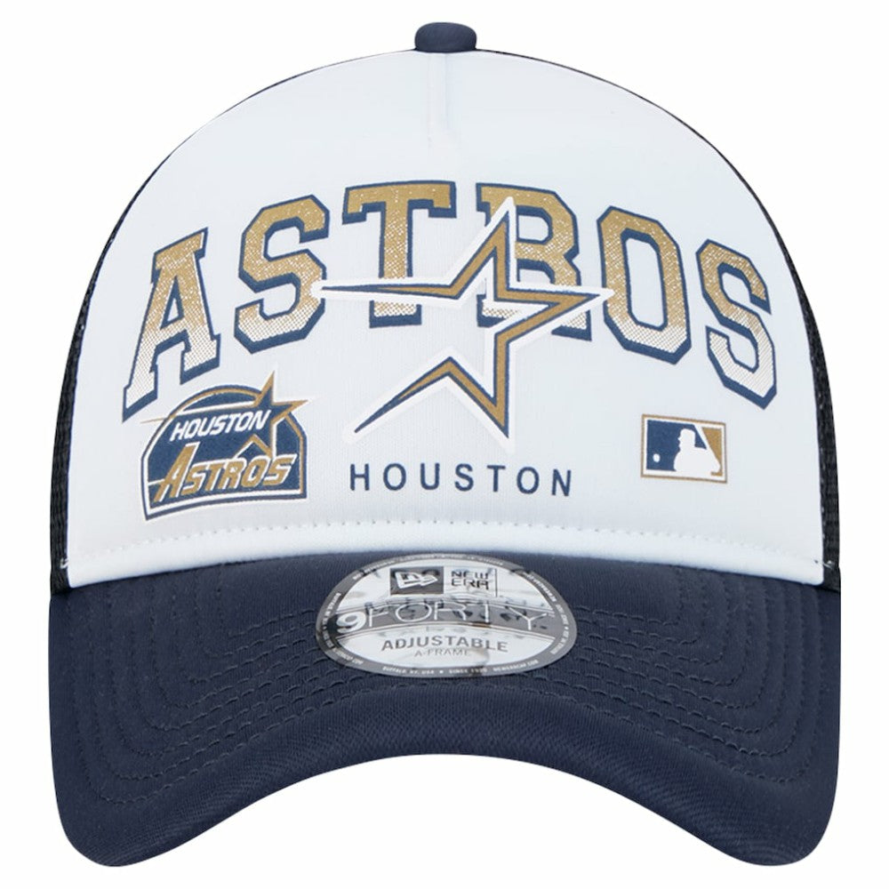 Houston Astros Retro Wordmark 9FORTY A-Frame Trucker Adjustable Hat White