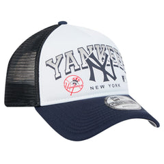 New York Yankees Retro Wordmark 9FORTY A-Frame Trucker Adjustable Hat White