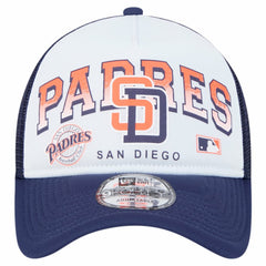 San Diego Padres Retro Wordmark 9FORTY A-Frame Trucker Adjustable Hat White