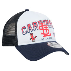 St. Louis Cardinals Retro Wordmark 9FORTY A-Frame Trucker Adjustable Hat White