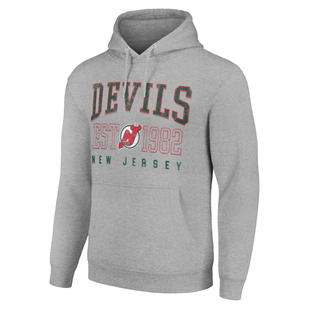 New Jersey Devils Starter Retro Graphic Pullover Hoodie - Heather Gray Jerseys