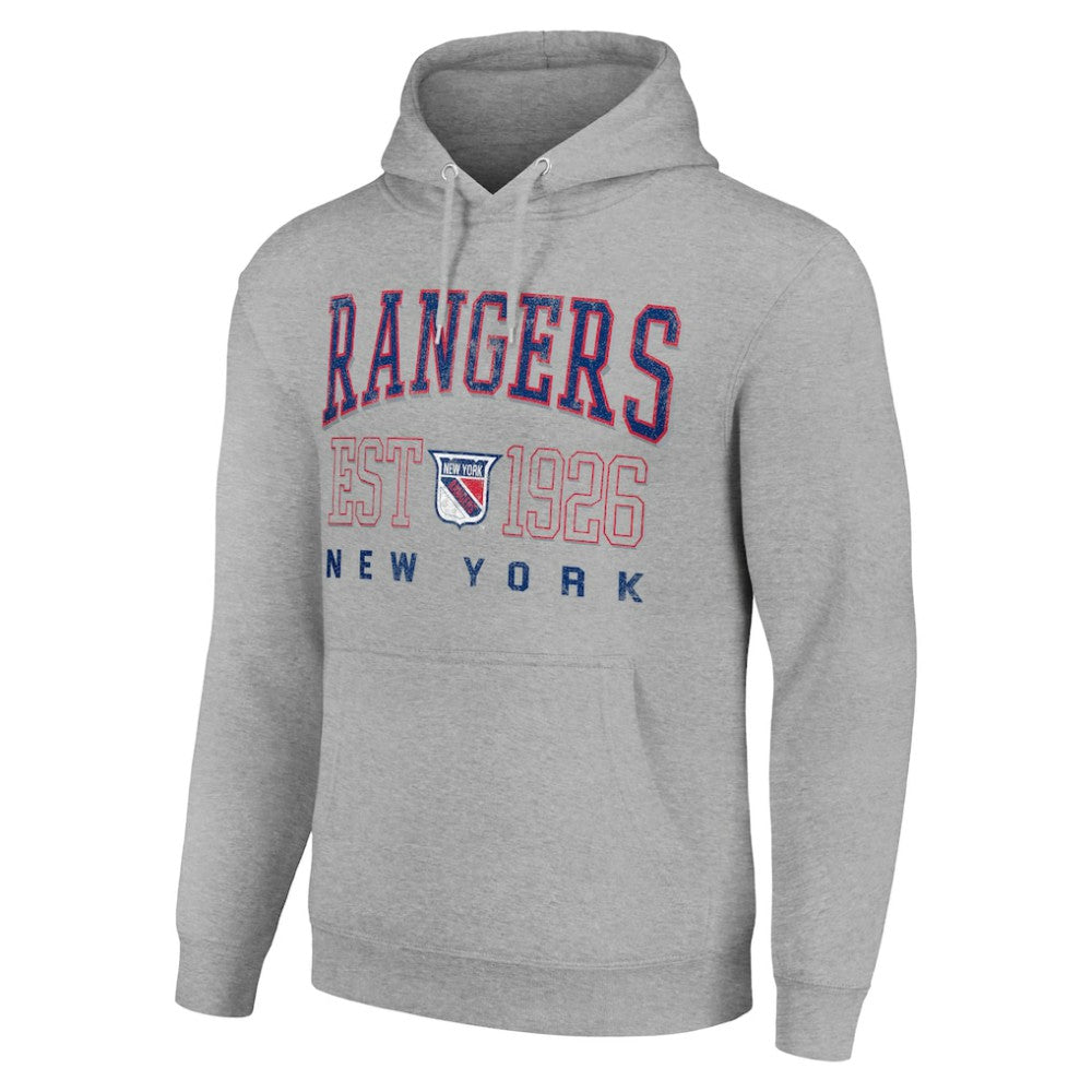 New York Rangers Starter Retro Graphic Pullover Hoodie - Heather Gray Hoodies