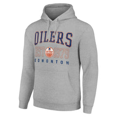 Edmonton Oilers Starter Retro Graphic Pullover Hoodie - Heather Gray Hoodies